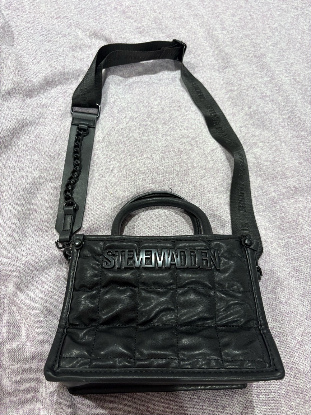 Steve Madden Black Quilted Top-Handle Crossbody Bag